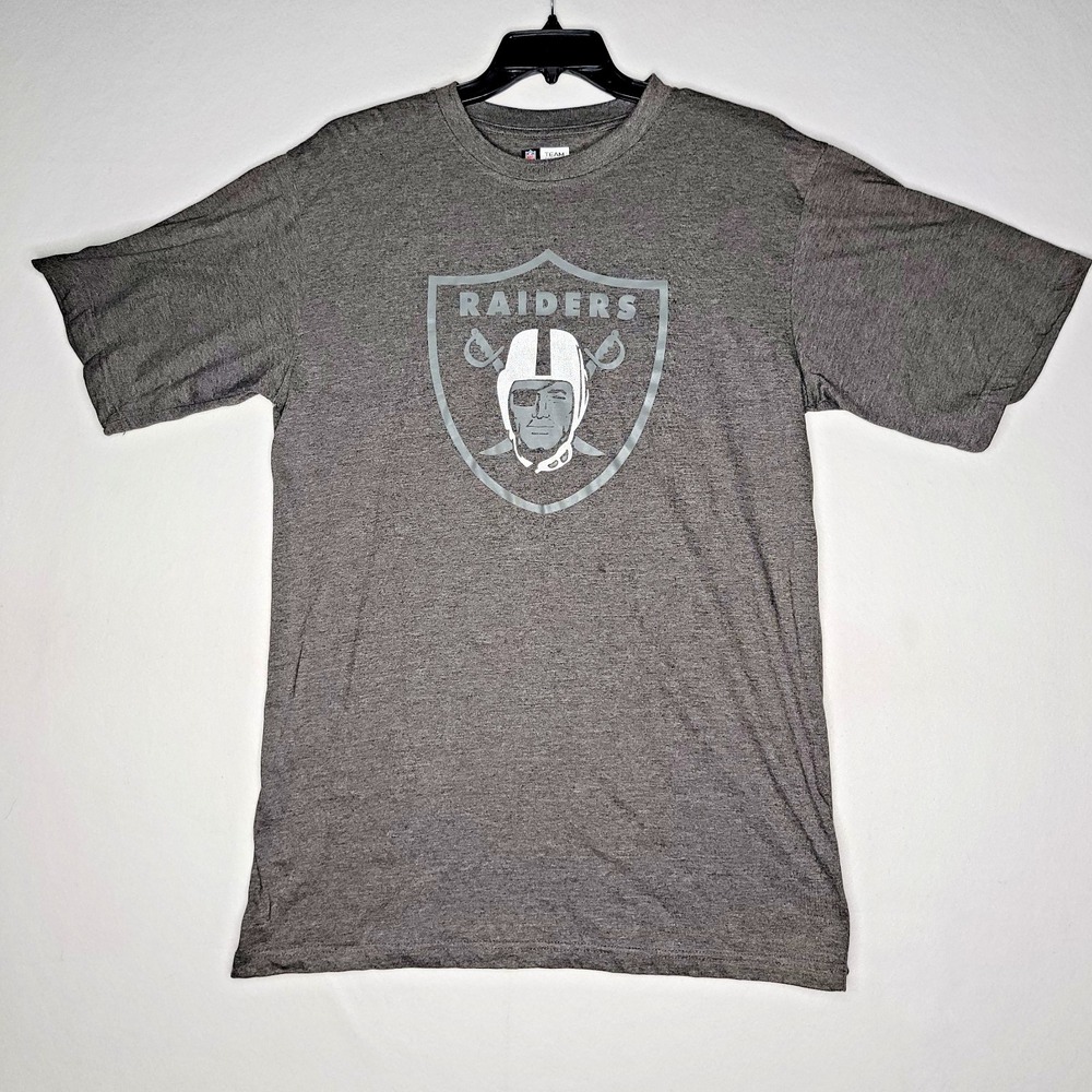Las Vegas Oakland Raiders NFL Team Apparel Classic Charcoal Gray T-shirt Size LT